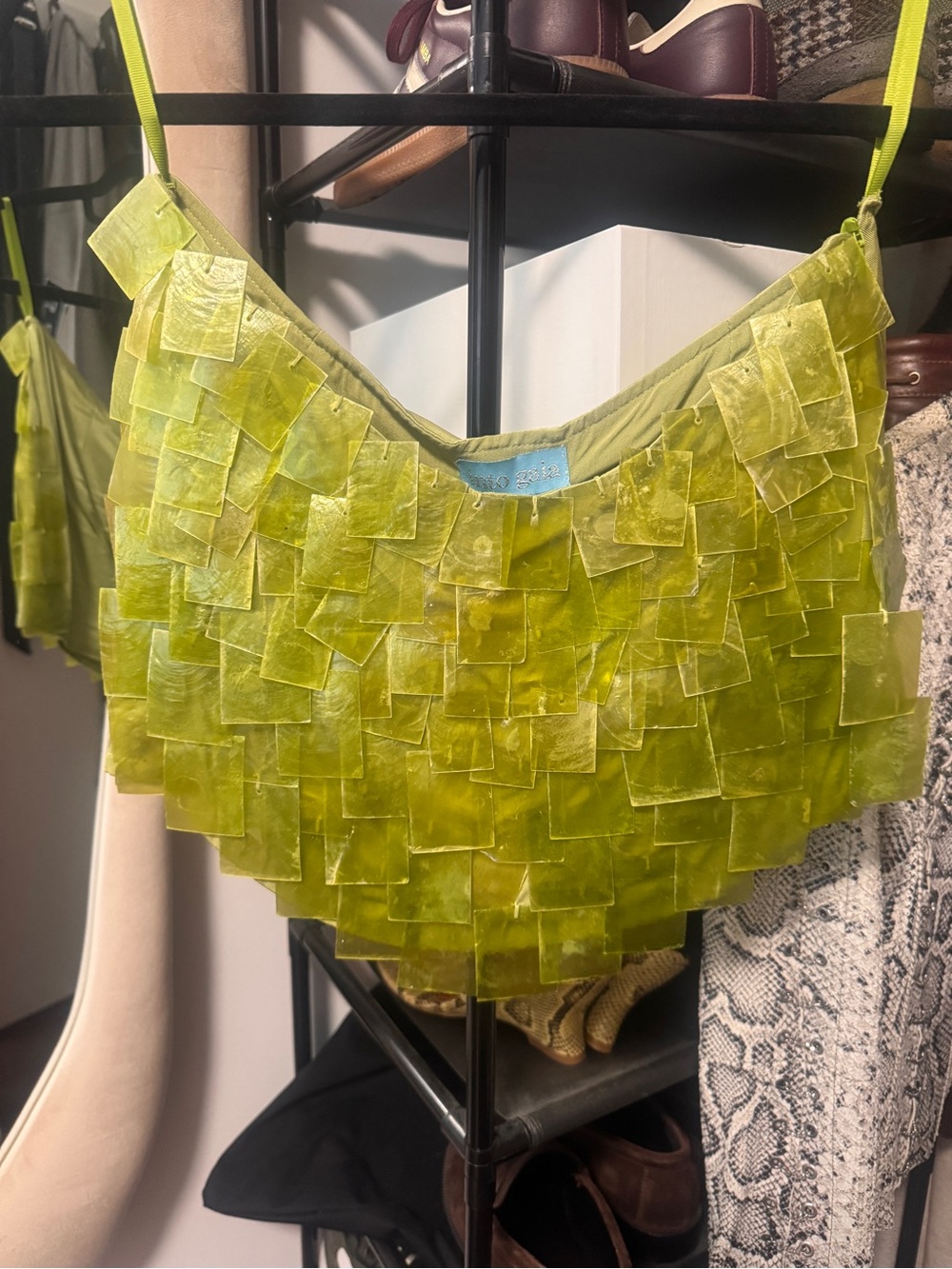 Unbranded Lime Green Sequin Tile Shoulder Bag
